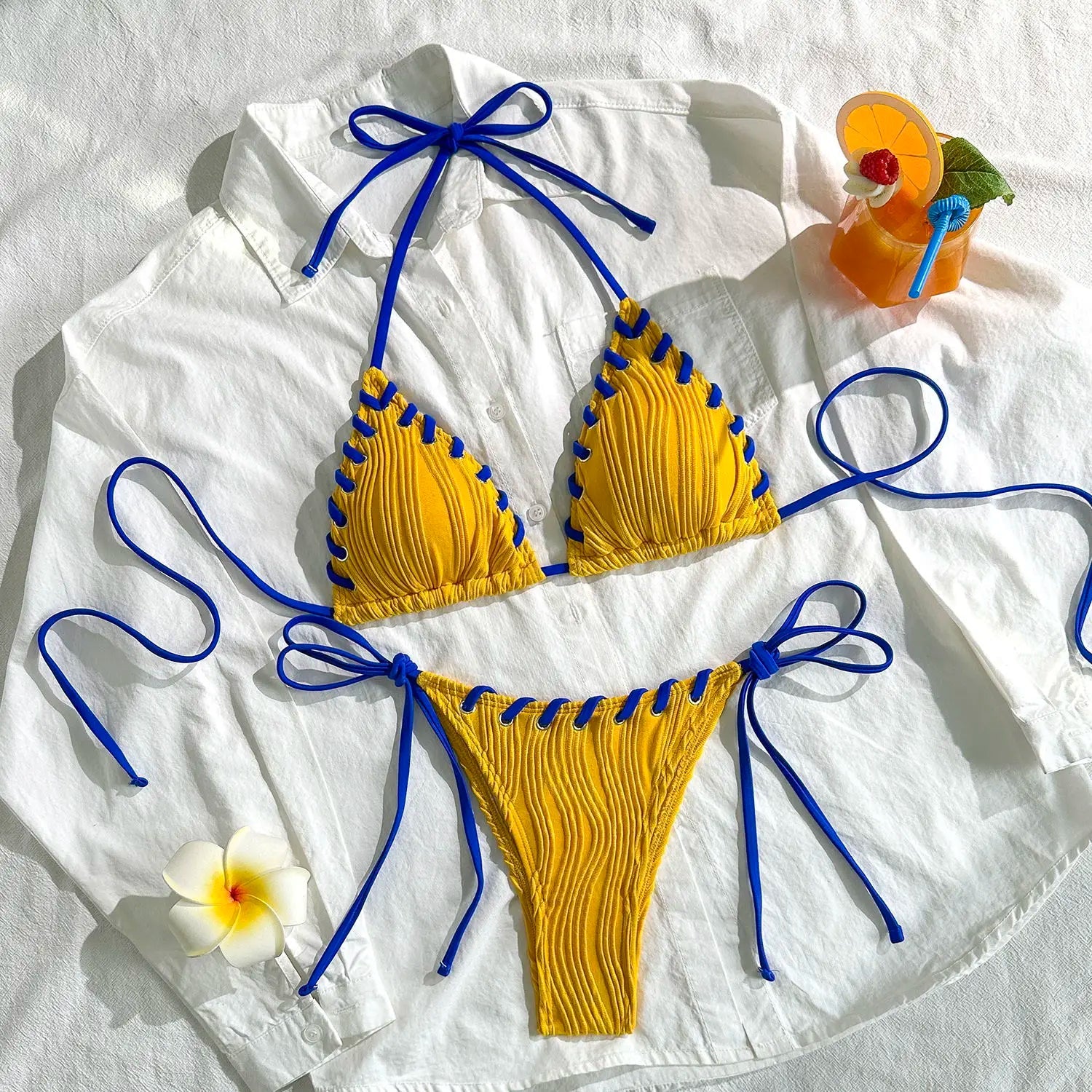 Voguable  Triangle String Bikinis Women Swimwear Female Sexy Swimsuit Solid Bathers Bathing Swimming Swim Suit Beachwear voguable