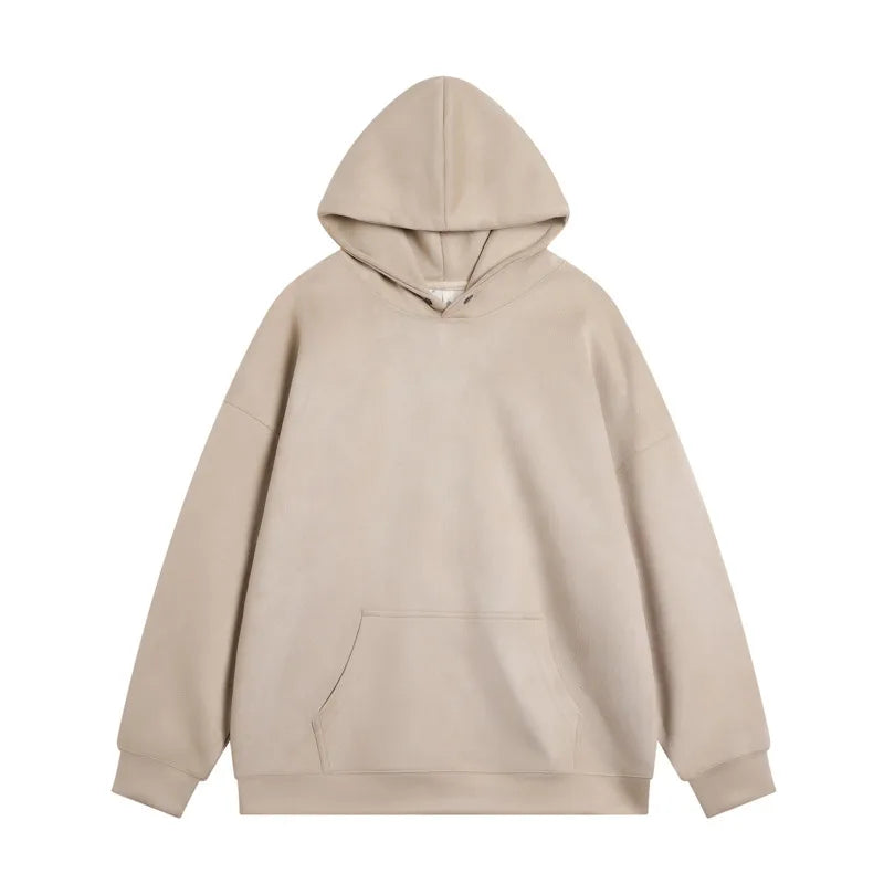 Autumn Suede Hoodies Men Fashion Retro Hooded Sweatshirt Men Streetwear Hip-hop Loose Pullover Hoodies Mens Pocket Hoody voguable