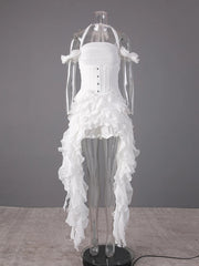 Fashion Solid Color Dress Women's Fringe Strapless Dress Waistband Same Color Shorts 2025 Summer New Tide voguable