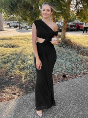 Sexy Sleeveless Hollow Out Pleated Patchwork Maxi Dress For Women High Waist Off-shoulder Slim Club Party Long Dress voguable