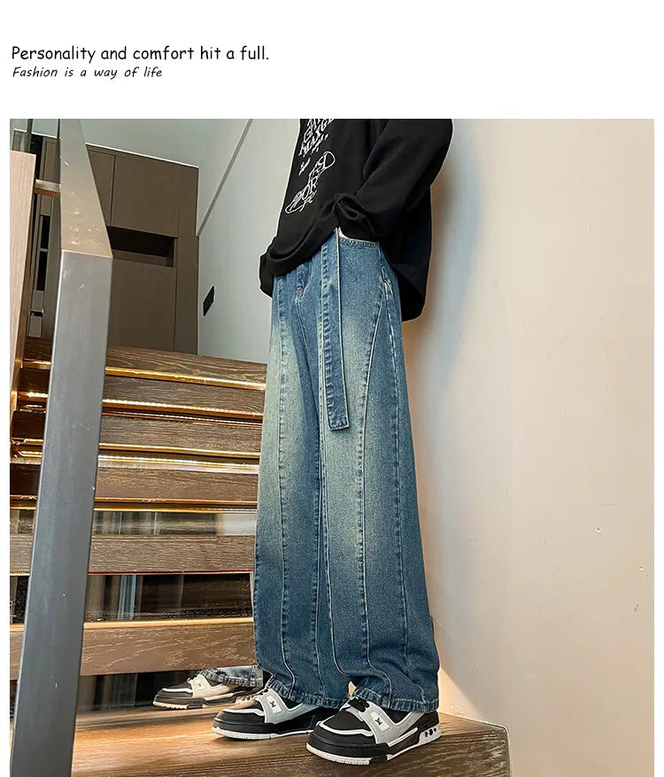 2025 New Big boy Jeans for Men Streetwear Baggy Jeans Large size Patchwork Denim Leisure Simple Dime Pants Women Jeans Hot  jean voguable