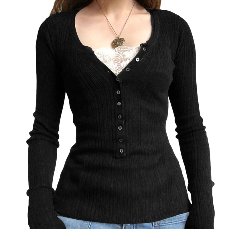 Vintage Babydoll Tops Pullovers Lady Aesthetic Coquette Knit Sweaters Outfit Autumn Square Neck Long Sleeve Knitwear Jumpers Y2k voguable