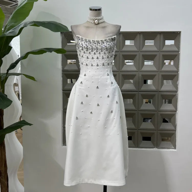 French Style Diamond Spliced Party Maxi Dresses For Women Slash Neck Sleeveless High Waist Black Female Dress 2025 voguable