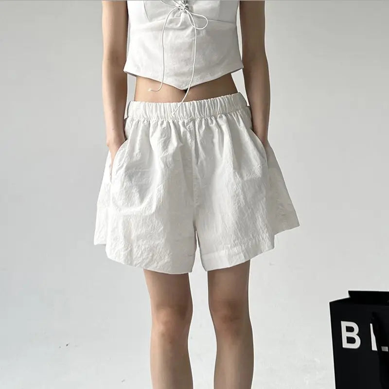 Summer New Women Wide Leg Shorts Y2K High Waist Loose Outdoor Casual Shorts Fashion Solid All-Match Female Jogging Shorts voguable