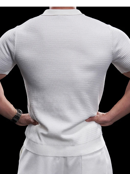 Voguable  Slim Fit ort Sve  irt Knitted Ice Silk Texture Cotton Youth Faion Summer Breathable Comfortable Mens T-irt voguable