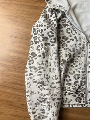 Voguable  Autumn and Winter Leopard Print Fur Collar Zipper Hoodie Y2K Retro Jacket Street Long Sleeved Hooded Sweatshirt voguable