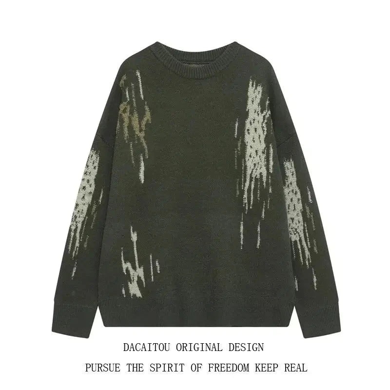 Japanese Trendy Men's Sweaters Light Luxury Knitted Color Clashing O Neck Long Sleeve Pullover Casual High Street Knitwear M-3XL voguable