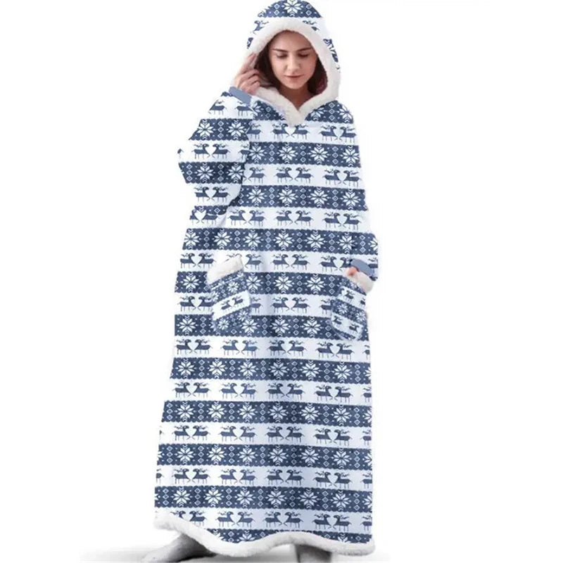 Oversized Hoodie Blanket Women Winter Warm Plush Hoodies Sweatshirt Men Loose Casual Super Long TV Blanket Giant Hoodie Blankets voguable