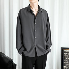 Shirt Men Solid  Long sleeved Shirt For Men Korean Fashion Shirts Comfortable Blouses Casual Loose Classic Single Breasted Shirt voguable