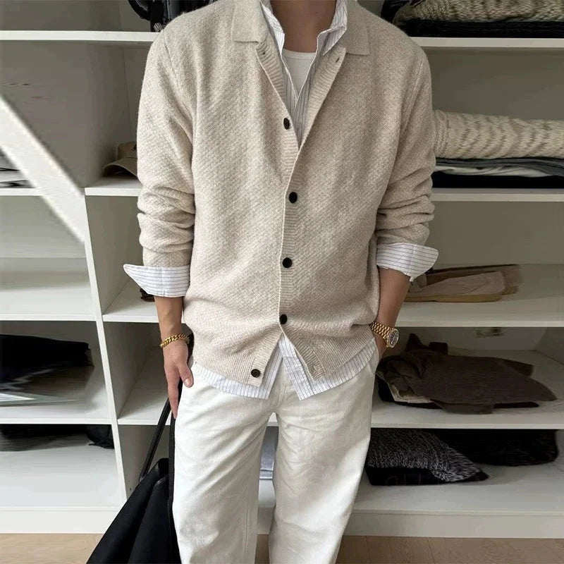 Japanese Retro Men's Cardigan Coats Light Luxury Knitted Lapel Long Sleeve Sweater Jacket Leisure Premium Quality Knitwear M-3XL voguable