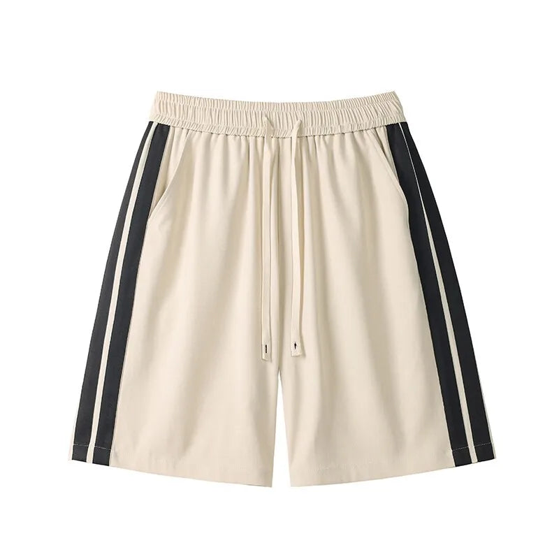 Casual Shorts men Elastic Waistband Loose Fit Drawstring Comfortable Summer Beach Outdoor Side Stripe Design Gym Streetwear voguable