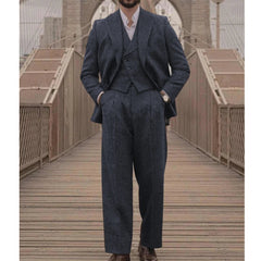 Voguable  Italian Vintage Wool Bblend Men's suit 3pc Set Suit Jacket Vest Pants High Quality Men's Wool Suit Set Sports Casual Suit Coat voguable