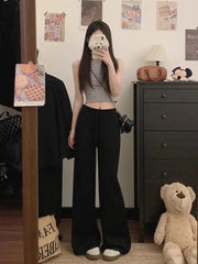 Voguable  Y2K Flared Pants Women Drawstring Casual Micro Flare Lazy Drape Floor Pants Autumn voguable