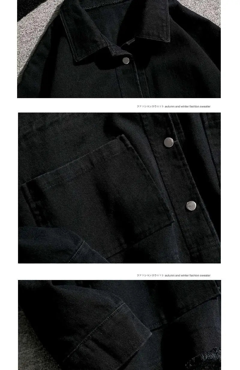 Japanese Cargo Retro Jacket Men 2025 Spring Loose Large Size Army Green Denim Jacket Preppy Trendy High-end Simple Jacket Chic voguable