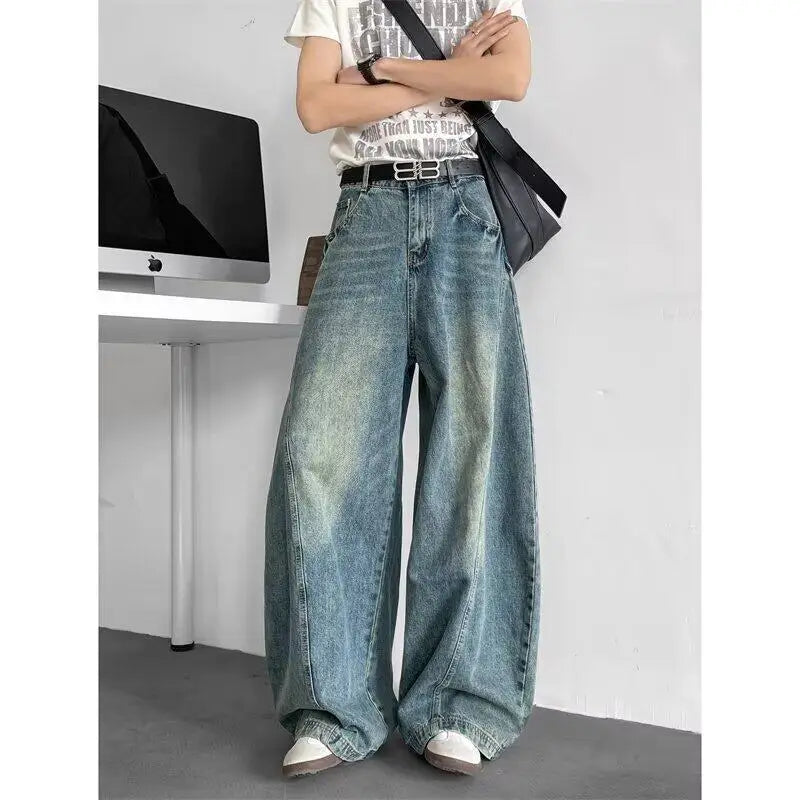 Men Baggy Jeans Wide Leg Unisex Streetwear Hip Hop Dance Pants Loose Fit Trousers Oversized Urban Jogger Street Dance Clothing voguable