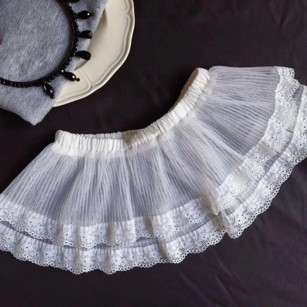 Voguable  Korea Minority Personalized Lace Cake Skirt Fart Curtain Ballet Mesh Pleated Faldas New High Waist Small Fellow Skirts voguable