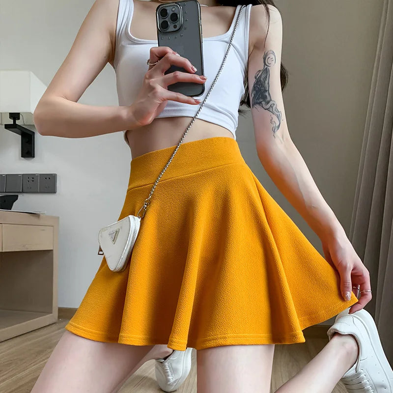 Summer Women's Skirts Fashion Sexy Mini Elastic Pleated Sun Skirts For School Girl Uniform Korean Black High Waist Tennis Skirts voguable