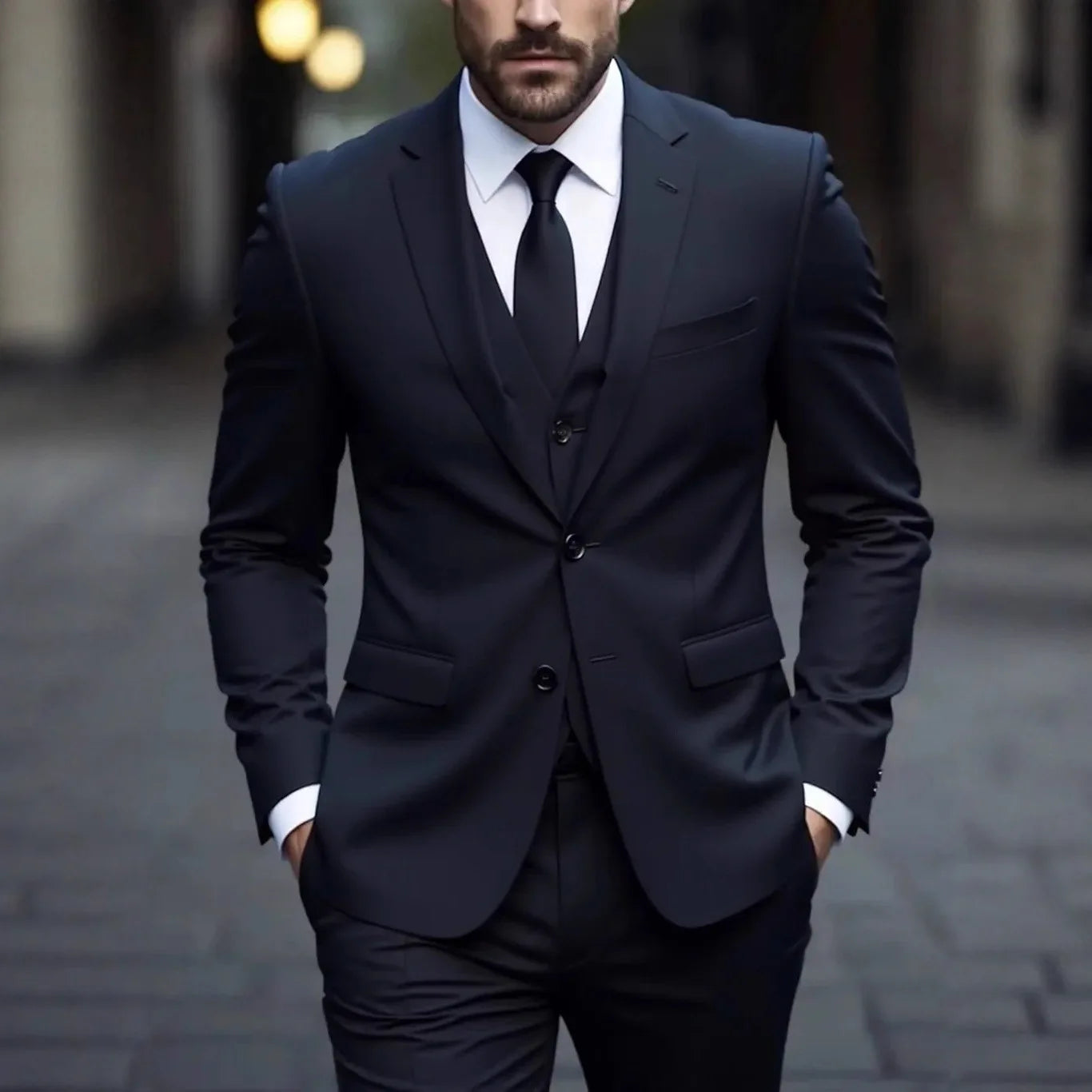 Voguable  Luxury Men's  3-Piece Suit Set Blazer + Trousers+Vest IncludedSlim Fit Formal Business Wedding Party Jacket & Pant voguable