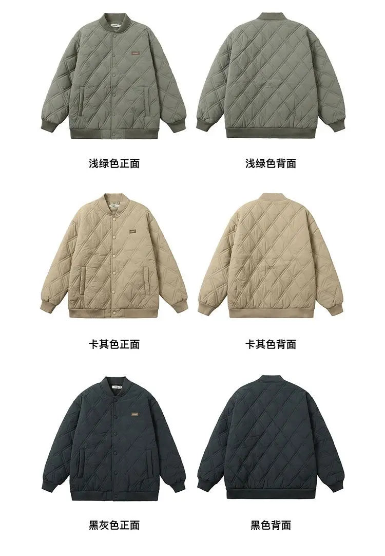 Winter Men's Jacket Stand Collar Thicken Button Windproof Baseball Jackets Casual Solid Warm Couples High Street Padded Clothes voguable