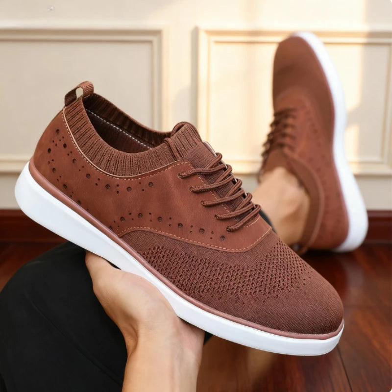 Voguable  Men's Dress Sneakers Trendy Solid Woven Knit Breathable Mesh Loafers Outdoor Soft  Non Slip Lightweight Flat Designer Shoes Men voguable