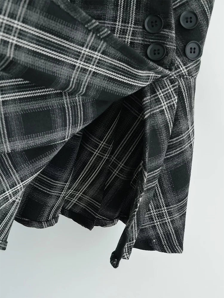 Chu Sau beauty 2024 Women New Fashion Preppy Style Plaid Printed Pleated Mini Skirt Hot Sweet Low Waist Sexy Super Short Skirts voguable