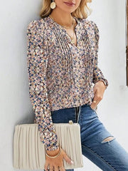 Voguable  Women's Long Sleeve Casual Blouses Dressy Tunic Top V Neck Button Office Wear Fall Winter voguable