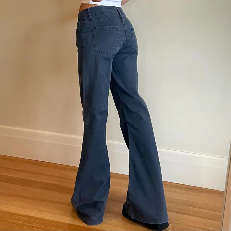 Blue Low Rise Jeans Casual Baggy Straight Denim Pants y2k Streetwear Basic Women Jeans Vintage 90s Trousers Korean Style voguable
