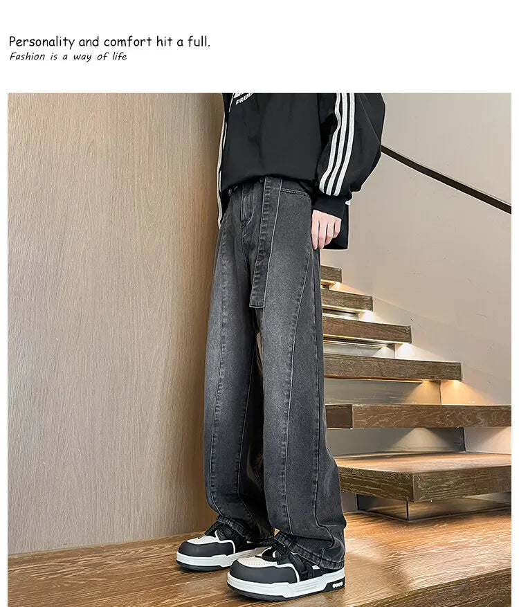 2025 New Big boy Jeans for Men Streetwear Baggy Jeans Large size Patchwork Denim Leisure Simple Dime Pants Women Jeans Hot  jean voguable
