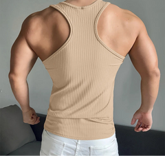 Men Tank Tops Solid Color Square Collar Sleeveless Fashion Male Vests Summer Streetwear 2025 Skinny Men Clothing S-3XL voguable