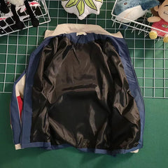 Voguable  2024 Hip Hop Varsity Jacket Men Women Autumn Patchwork Color Block Windbreaker Coats Fashion Loose Thin College Jackets voguable