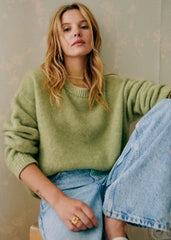 Solid Knit O-neck Elegant Women Pullover Long Sleeve Oversized Loose Soft Warm Sweater  Autumn Chic Casual Office Knitwears voguable