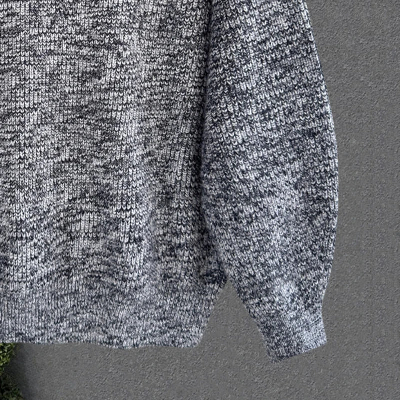 New Japanese Retro Men Sweater Light Luxury Knitted O Neck Grey Long Sleeve Pullover Casual Loose Premium Thickened Knitwear voguable
