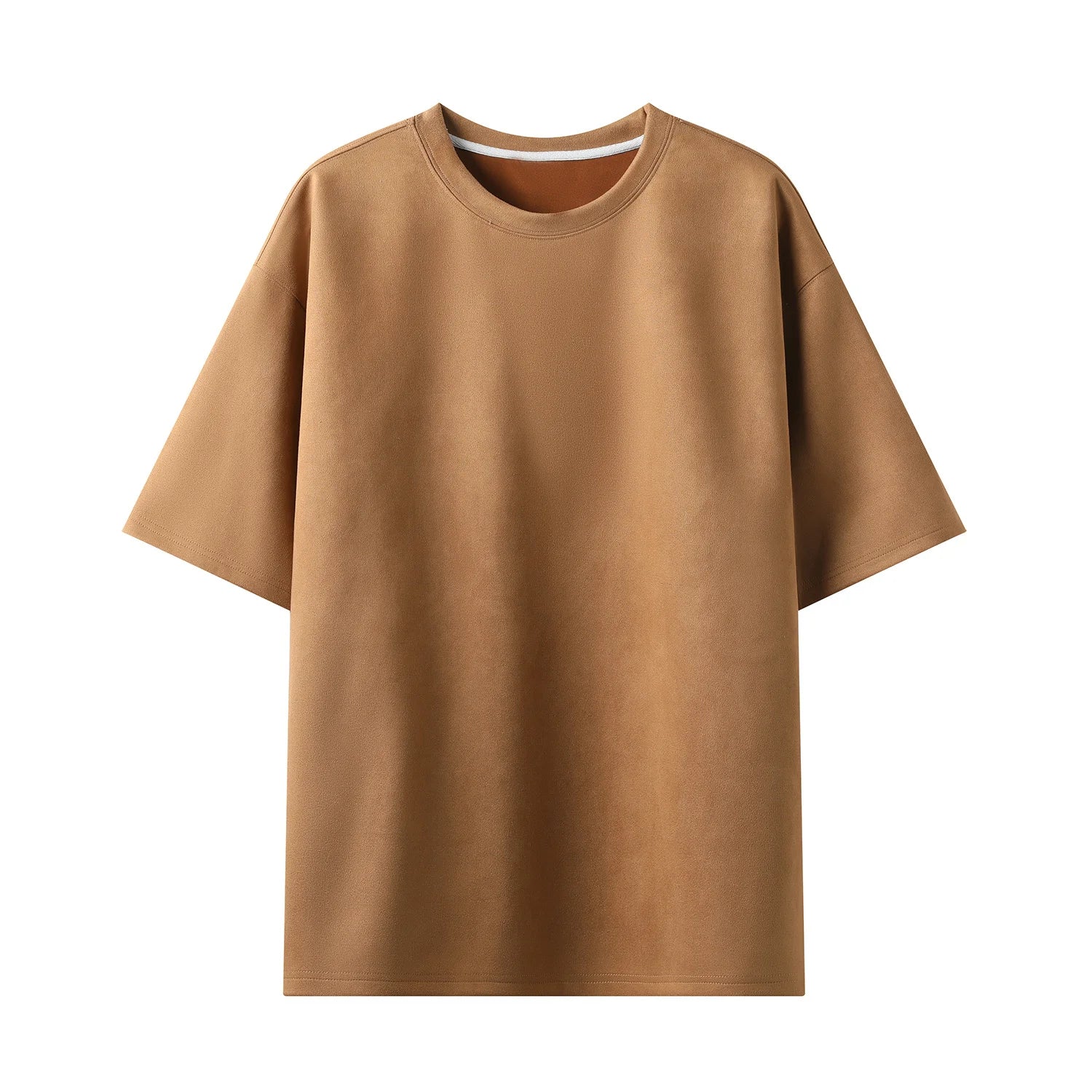 Summer Short-sleeved T-shirt Men Oversized Casual Suede T Shirt Men Streetwear Loose Solid Color O-neck Tshirt Mens Top M-3XL voguable