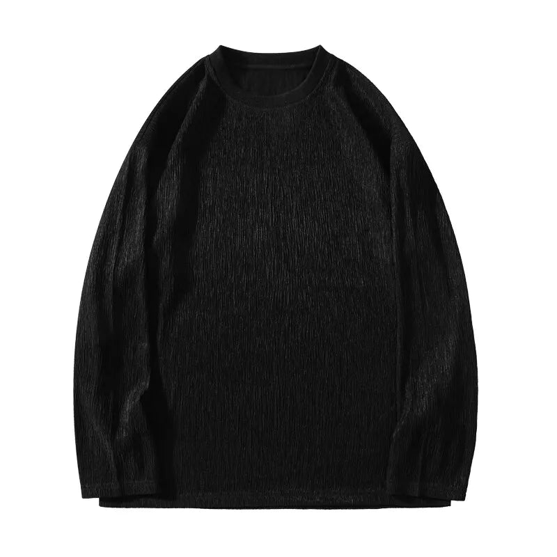 Voguable  Men's Trendy Casual Long Sleeve T-Shirt High Street Loose Fit Comfortable Wear Modern Minimalist Style Everyday Essential voguable