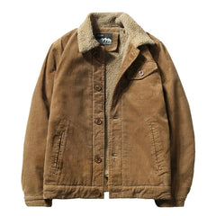 High Quality 2023 Jackets Men's Winter Plus Velvet Jacket Corduroy Tooling Casual Parka Korean Fashion Solid Color Cotton Jacket