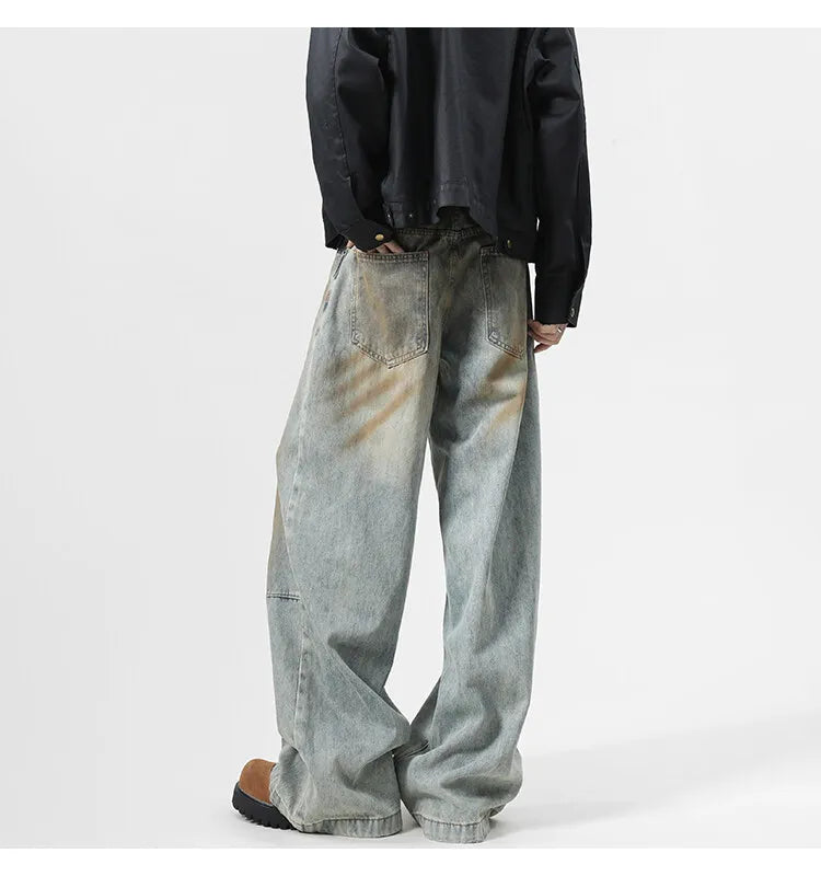 2025 Men's Jeans baggy Denim pants Loose Fit Casual Style American Streetwear Straight Novel design Leg Pants Trendy Brand voguable