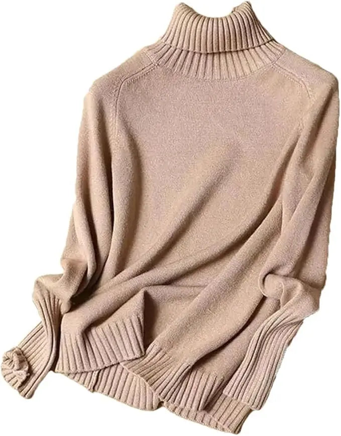 Women Turtleneck Knitted Sweaters Long Sleeve Roll-neck Pullover Plain Jumper Ladies Autumn Winter Layered Basic Outfit voguable