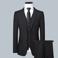 Voguable High-quality solid color (suit + vest + trousers) Men's business formal suit 3/2 business suit bridegroom and best man voguable