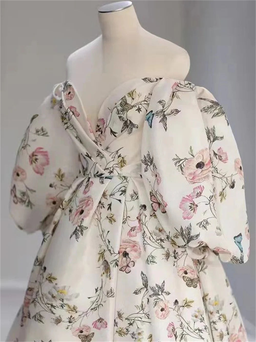 Voguable   Gorgeous Long Sweep Train  Flower Print Prom Gown Sweetheart Prom Dress Princess Side Split voguable