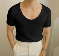 Summer Men Tank Tops V Neck Short Sleeve Solid Color Male Tee Tops 2025 Fashion Casual Men Clothing S-5XL Streetwear voguable