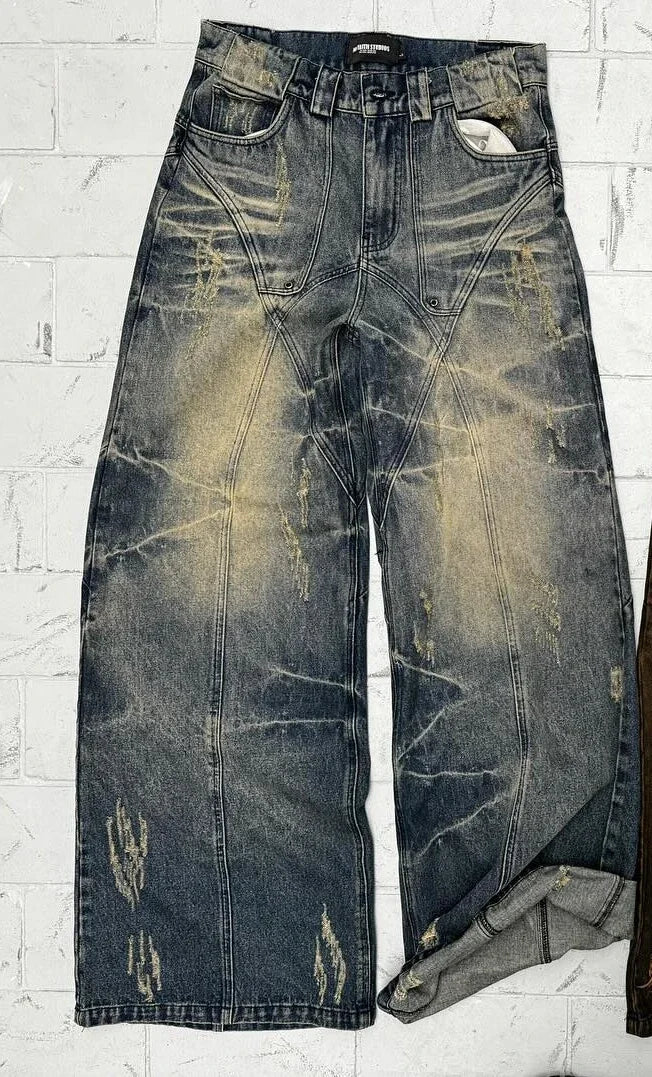 Retro High Waisted Baggy Jeans Y2k Jeans Punk Hip Hop Ripped Jeans for Women Harajuku Rock Wide Leg Slouchy Pants Streetwear voguable
