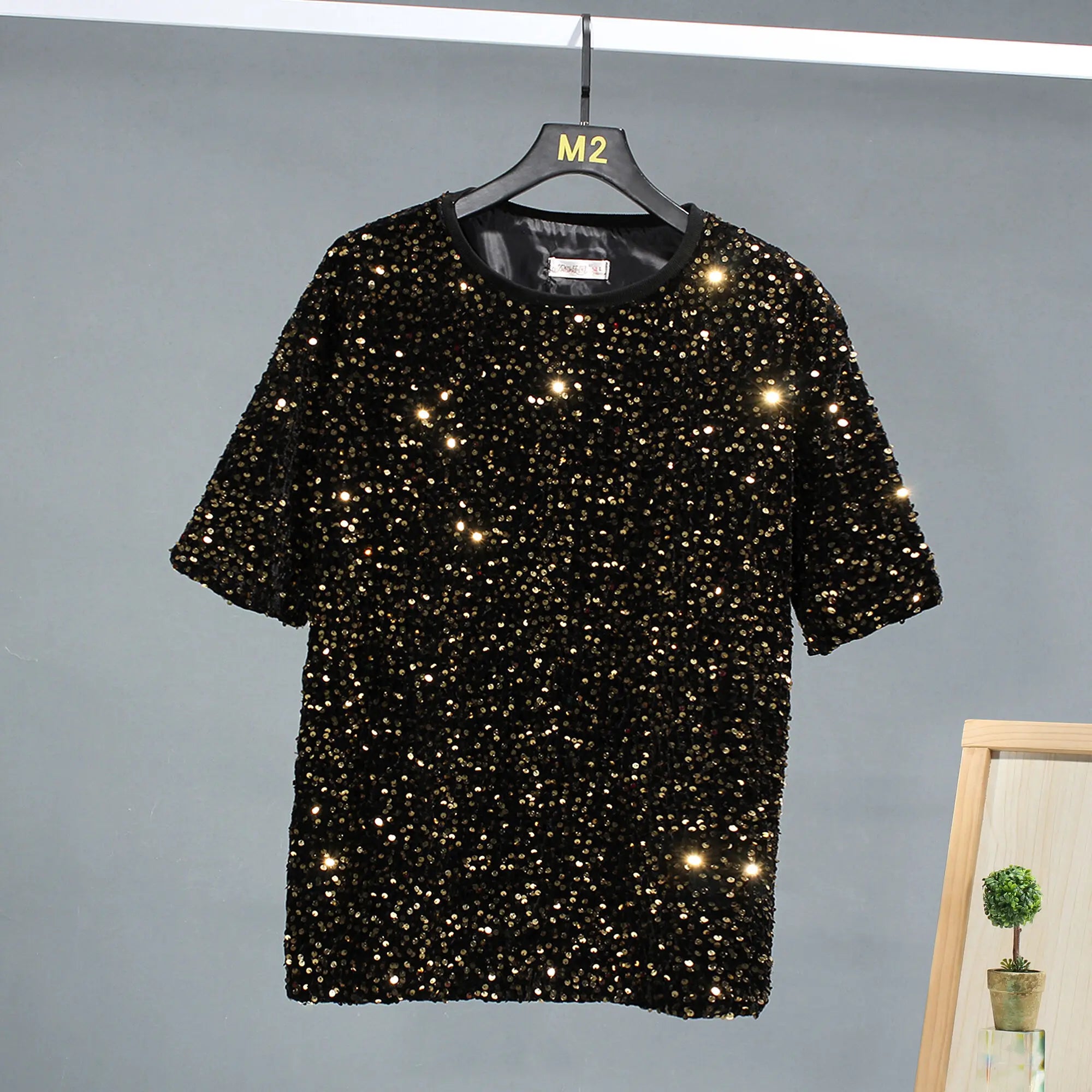 Voguable Colorful Sequin Design Personality Trendy Short Sleeved T-shirts Summer New Original Fashion High Street Men Tops voguable