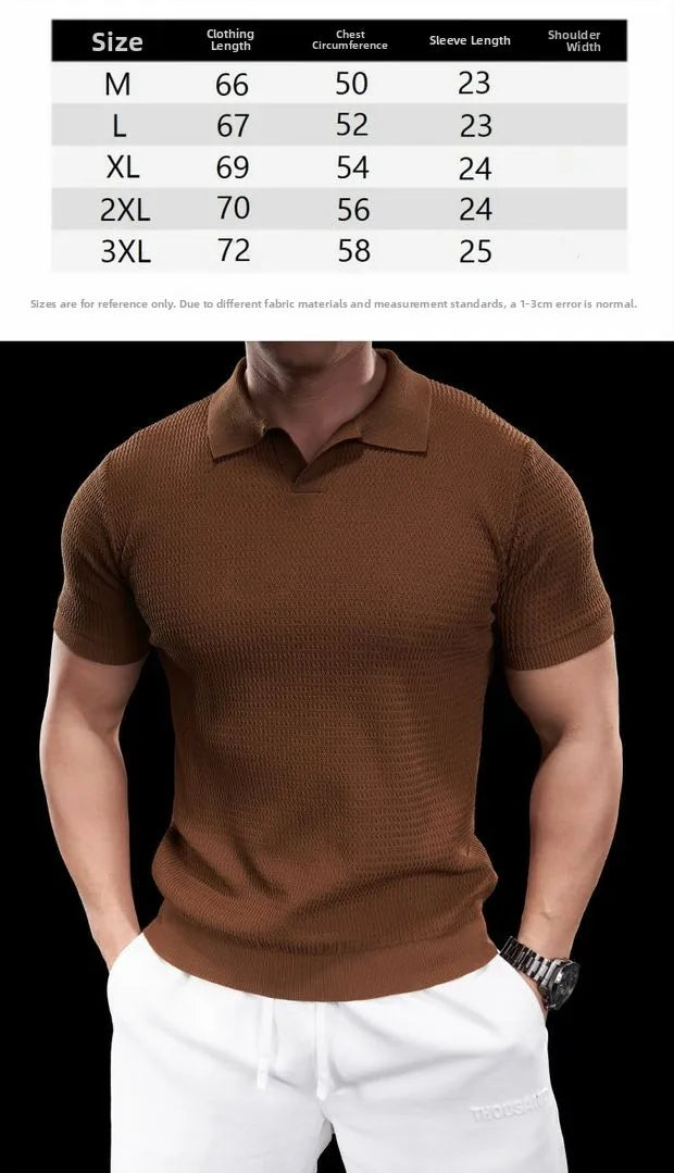 Voguable  Slim Fit ort Sve  irt Knitted Ice Silk Texture Cotton Youth Faion Summer Breathable Comfortable Mens T-irt voguable