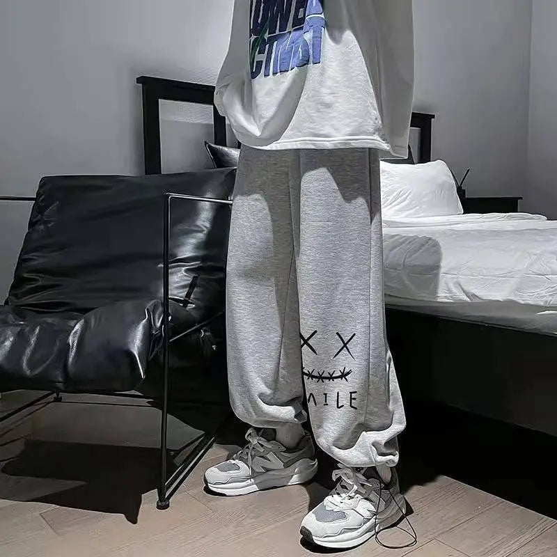 Voguable  Smile Streetwear Sweatpants Male Vintage Y2k Casual Joggers Men Sport Ankle-length Trousers Basketball Man voguable