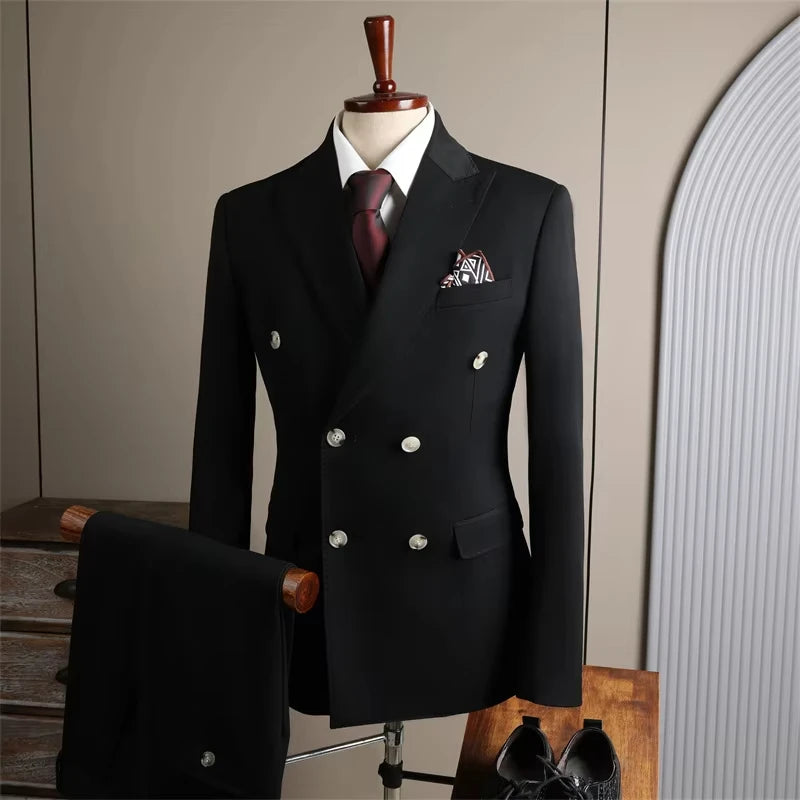 Voguable  New Classic Business Men's 2-Piece Suit Jacket Pants Slim Fit Groom Formal Event Men Clothing Temperament Wedding Dating Office voguable