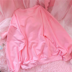 S-3XL Harajuku Kawaii Sweatshirt Strawberry Pink Sweatshirts Spring Kpop Korean Style Fleece Women Cute Top Outwear for Girls voguable