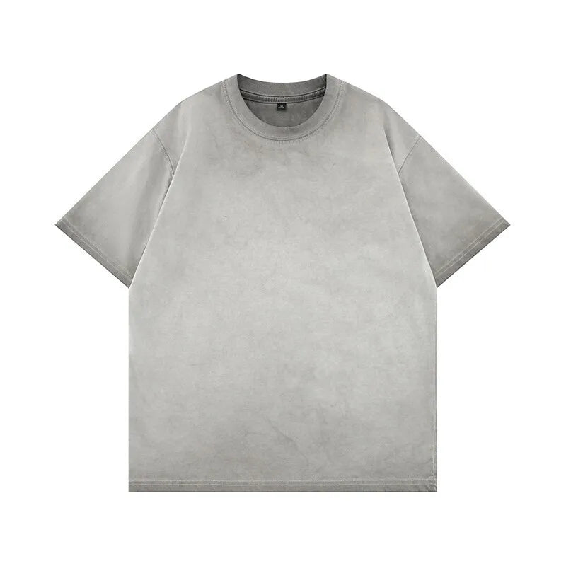 Mens Gradient Washed Loose Crew Neck Tee Streetwear Vintage Distressed Oversized Tshirt man Casual Fashion Trendy Basic Top 2025 voguable