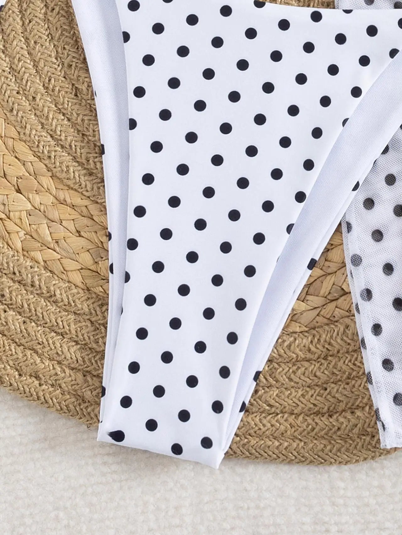 Voguable  Women Mini Polka Dot 3 Piece Bikini Set Halter Triangle Top Side Tie Brief O-Ring Drawstring Wrap Mini Skirt Beach Swimwear voguable