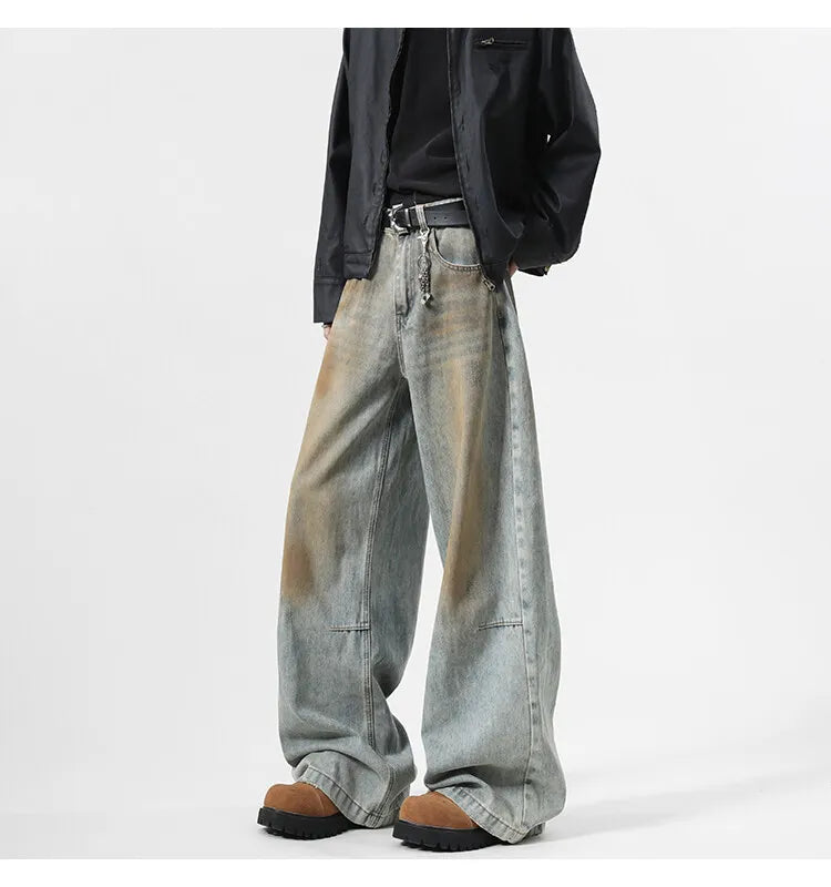 2025 Men's Jeans baggy Denim pants Loose Fit Casual Style American Streetwear Straight Novel design Leg Pants Trendy Brand voguable
