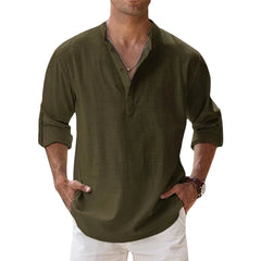 Spring Autumn Fashion Solid Harajuku T-shirts Men All Match Loose Blusa Casual Cotton Linen Long Sleeve Pullover Male Clothes voguable